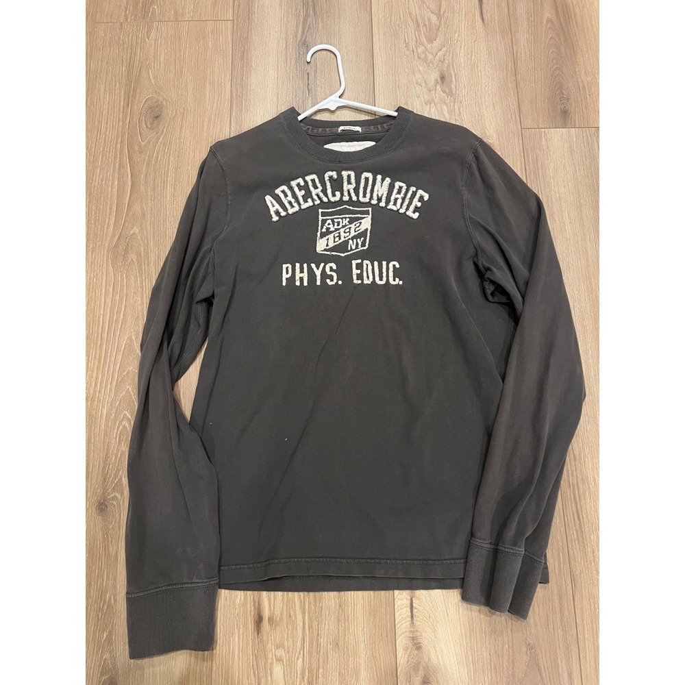 Abercrombie & Fitch Mens XXL Muscle Gray Embroidered Logo Long Sleeve Shirt